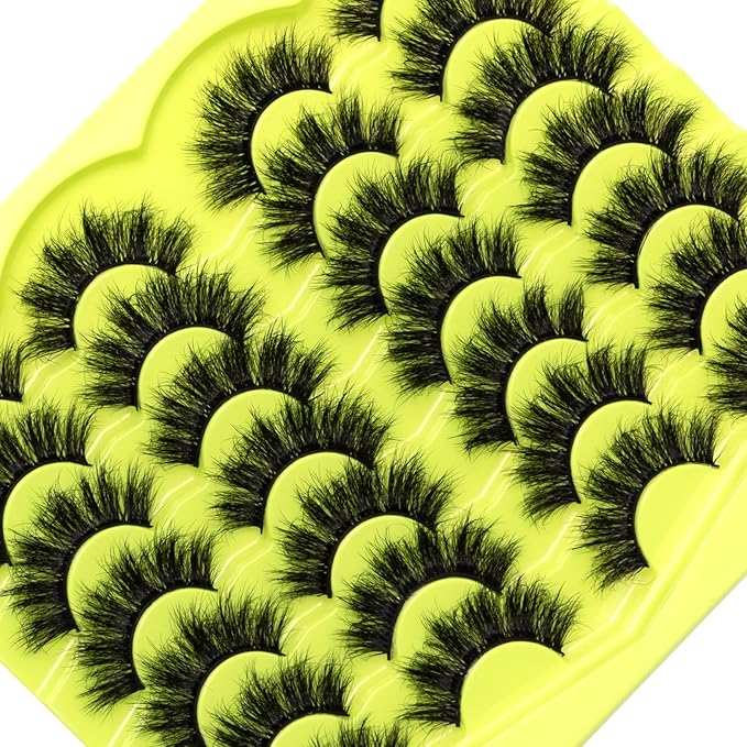 False Eyelashes Fluffy Mink Lashes 18mm Stirps Lash Volume False Eyelashes 14 Pairs 8D Eye Lashes D Curl Dramatic Soft Eyelash Big Long Lash Pack That Look Like Extensions