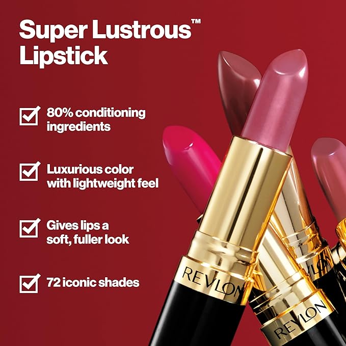 Revlon Super Lustrous Lipstick, Creamy Formula For Soft, Fuller-Looking Lips, Moisturized Feel, 766 Secret Club, 0.15 oz