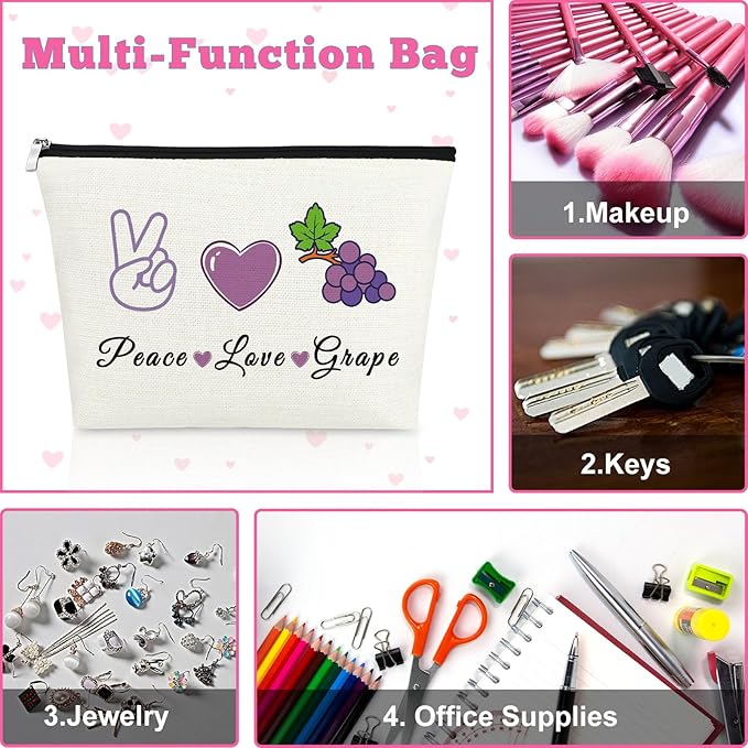 Mxrymvu Fruit Lover Gifts Makeup Bag Gifts for Grape Lovers Fruit Themed Gifts for Adults Cosmetic Bag Friendship Gift for Girls Fruit Gifts for Women Birthday Party Gift Travel Pouch