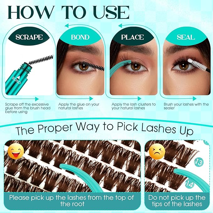 Brown Lash Clusters 280PCS Eyelash Clusters Natural Looking Individual Lash Extenison Fluffy Cluster Lashes DIY Lashes at Home by GEMERRY(80P-10-18mm-Brown)