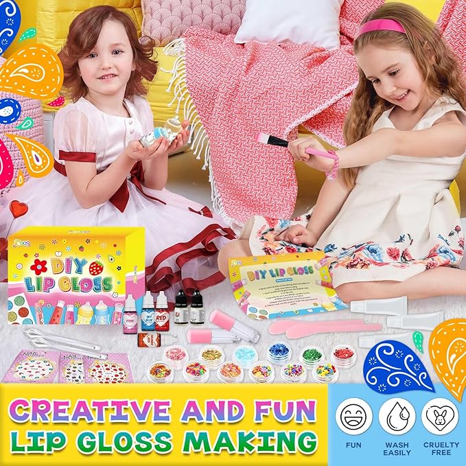 Jcoos Lip Gloss Making Kit, 73PCS DIY Lip Gloss Kit Fun and Soap Making Kit, Soap Making Kit for Adults and Kids, Soap Making Supplies