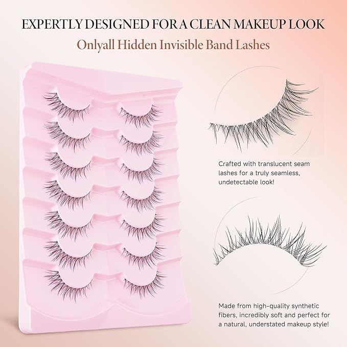 Onlyall Natural False Lashes Wispy Fake Eyelashes 7 Pairs B91