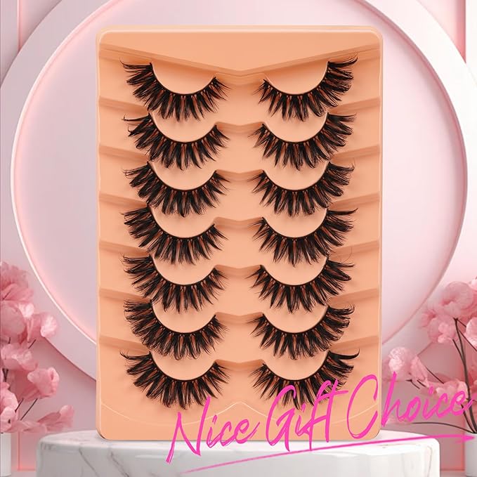 Veleasha Lashes Dramatic Lashes Fluffy Faux Mink D Curl Eyelashes V Shape Volume 10-18MM 3D Effect Eyelash Thick False Eyelashes (833)