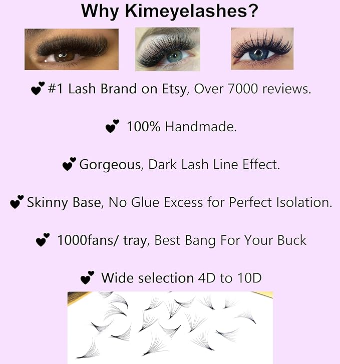 8D - 0.07 C and D Curl 1000 Premade volume fans loose Fans, Handmade eyelash extensions supplies Russian volume lash promade fan (8D - 0.07 - Curl D, 15mm)