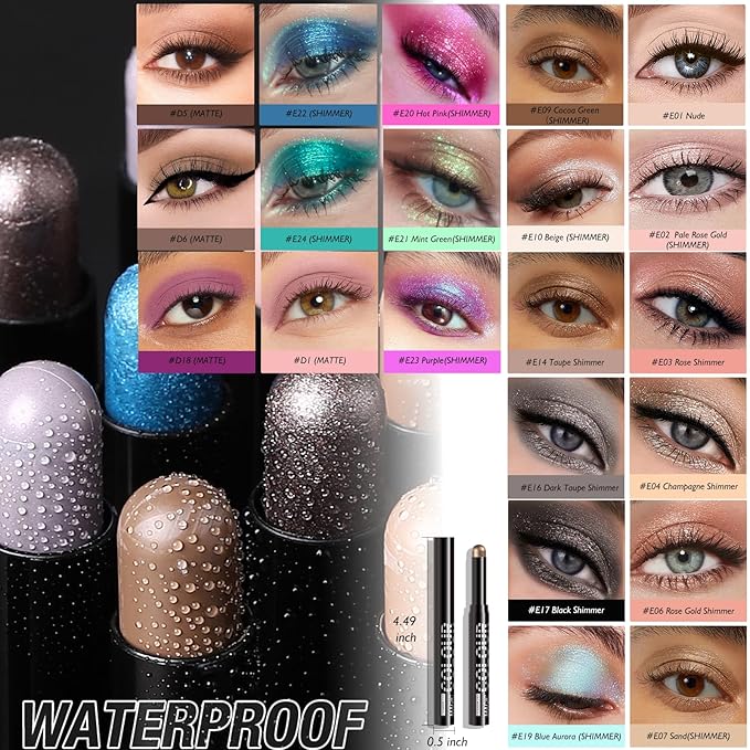 Reddish Brown Matte Eyeshadow Stick - Cream Neutral Eyes Shadow Pencil Buildable Brightener Crayon Eyeliner Highlighter Makeup, Lightweight Waterproof & Smudge Proof for Easy Quick Application