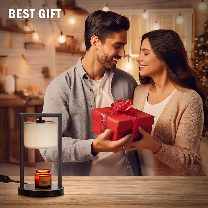 Candle Warmer Lamp with Timer, Electric Candle Warmer for Jar Candles, Dimmable Warming Light with 2 Bulbs, House Warming Gifts Bedroom Home Living Room Decor, Gifts for Mom (White)