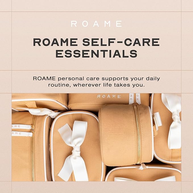 Roame Everyday Vanity Bag – Elegant Canvas Cosmetic Travel Bag with Zipper, Spacious Toiletry Organizer & Makeup Pouch for Women – Stylish Daily Companion for Life at Home or On-the-Go