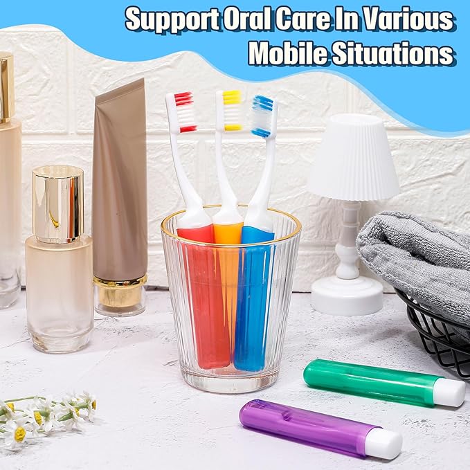 Thenshop 100 Pack Travel Toothbrush Bulk Mini Foldable Tooth Brush with Case, Soft Bristle, Individually Wrapped, Portable Size for Traveling Camping Hiking, 5 Colors