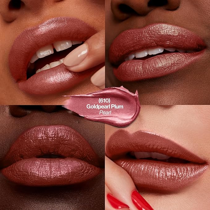Revlon Super Lustrous Lipstick, Creamy Formula For Soft, Fuller-Looking Lips, Moisturized Feel, 610 Goldpearl Plum, 0.15 oz