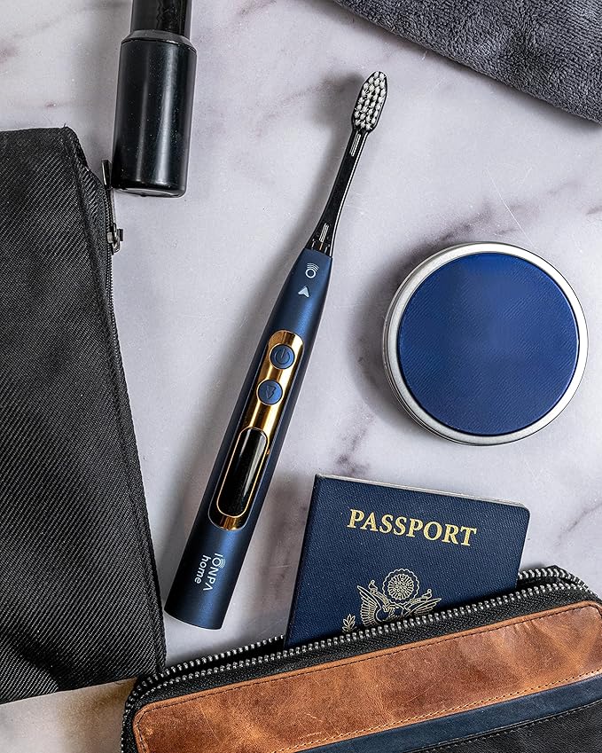 IONIC KISS IONPA DP Navy Blue Premium USB Rechargeable Ionic Power Electric Toothbrush, Brushing Timer, 4 Modes, 2 Soft Extended Filament Brush Heads Made in Japan, You hyG DP-111NB