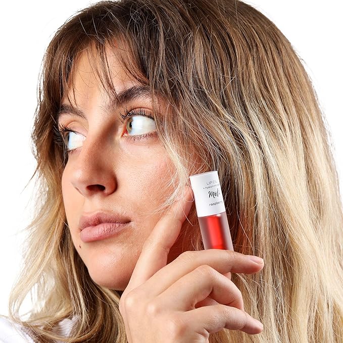 MÈLI Organic Lip Oil with Hyaluronic Acid | Clear Non-Sticky, Natural Lip Gloss, Moisturizing, Revitalizing and Rejuvenating (Raspberry)