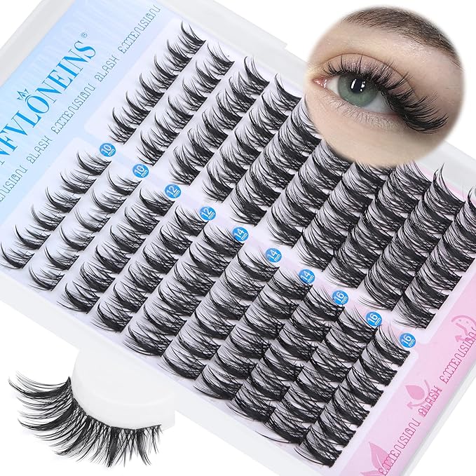 Manga Lash Clusters Kit Natural Lash Extension Kit Wispy Eyelash Extension Kit Soft Eyelash Clusters Anime Individual Lashes Kit Cluster Eyelash Extensions with Bond and Seal and Tweezers TNFVLONEINS