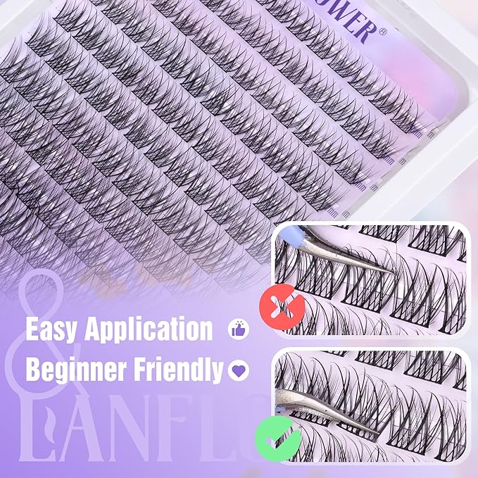 Wispy Lash Clusters Natural Eyelash Clusters C Curved Individual Lashes 10-16mm Cluster Eyelash Extensions Soft Lash Extension DIY at Home Cluster Lashes by Lanflower