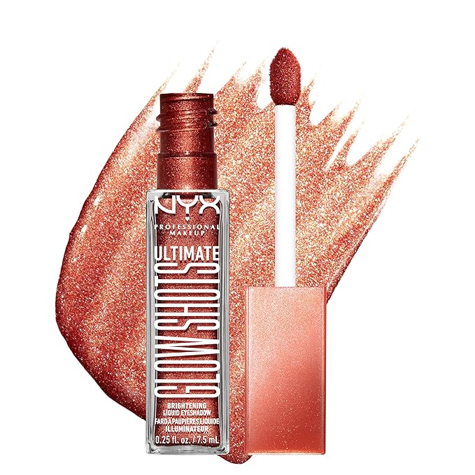 NYX PROFESSIONAL MAKEUP Ultimate Glow Shots, Liquid Eyeshadow, Long-Lasting Shimmer Eye Shadow with Vitamin C - Clementine Fine