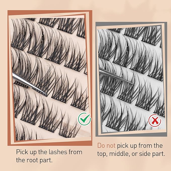 TOOCHUNAG Wispy Lash Clusters Natural Cluster Eyelash Extensions 3D Fairy Individual Lashes Clusters Eyelashes CD Curve Left&Right 7-15mm DIY Lash Extension at Home