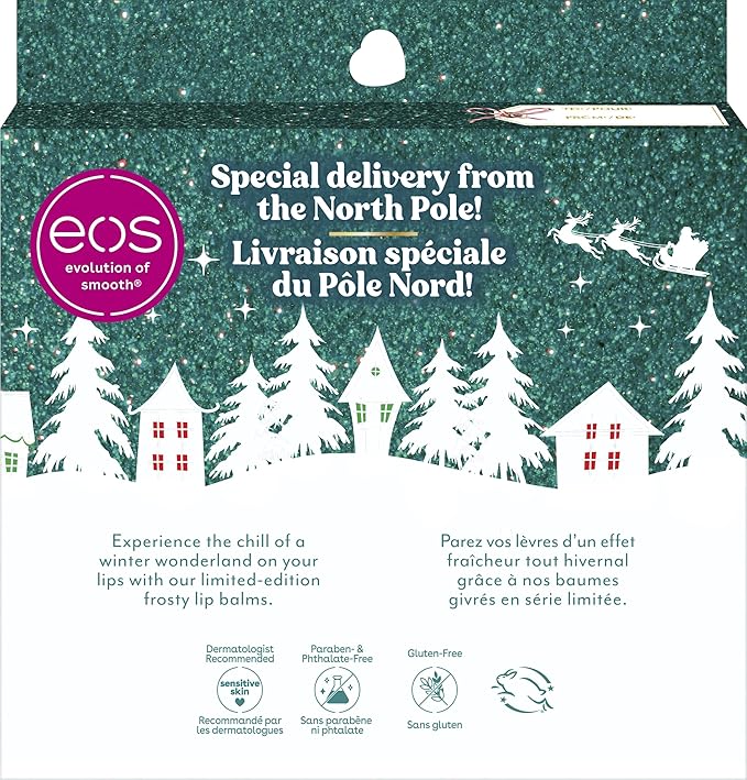 eos Holiday Lip Balm Gift Set- Peppermint Twist, Candy Cane Swirl & Sweet Mint, Limited-Edition Skincare, Stocking Stuffers, 0.25 oz, 3-Pack