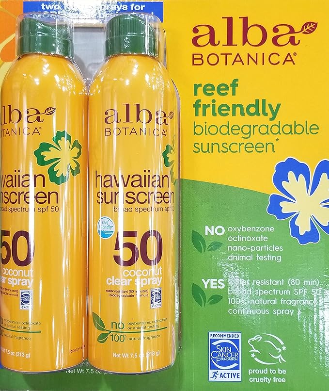 Alba Botanica Hawaiian Sunscreen Spray SPF50 with Travel Lotion SPF 30