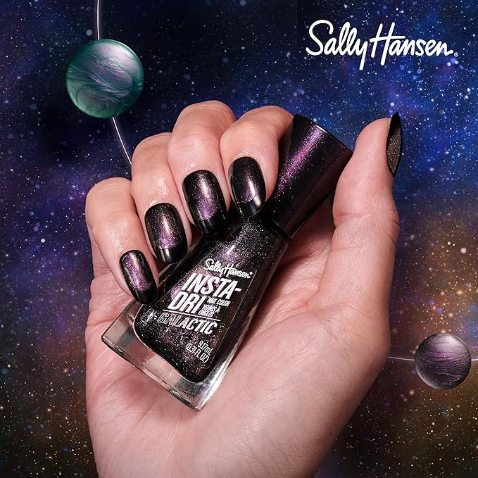 Sally Hansen Insta-Dri Galactic, Planet Purple, Quick Dry, Long Lasting, Semi Opaque, Shimmery Purple Nail Polish