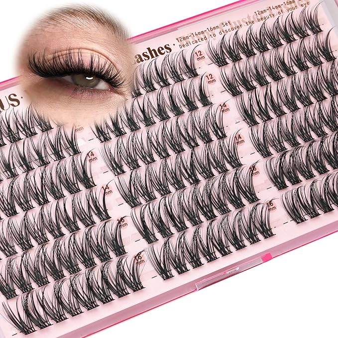 Wispy Natural Lash Clusters CC Curl DIY Cluster Eyelash Extensions for Clean Makeup, Individual False Eyelashes Cat Eye Lash Clusters
