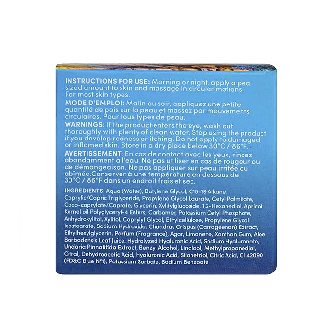 Sand & Sky Tasmanian Spring Water Gel Moisturizer with Hyaluronic Acid & Seaweed Extract - Lightweight Water-Based Face Cream, Forms Protective Layer, 1.7 oz