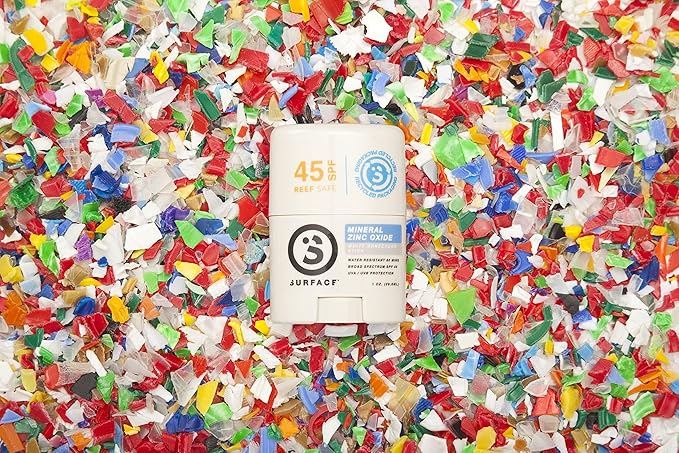 Surface Mineral Face Sunscreen Stick, Water Resistant, UVA/UVB Broad Spectrum, Fast Drying Protection, PABA Free - SPF 45 - CLEAR/WHITE (1 Pack)