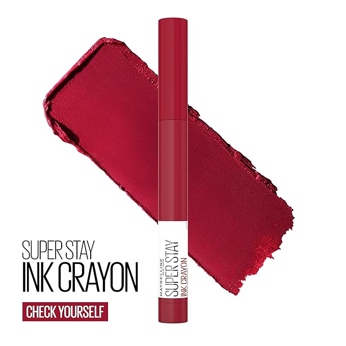 Maybelline Super Stay Ink Crayon Matte Longwear Lipstick Makeup, 125 Check Yourself, 0.04 oz