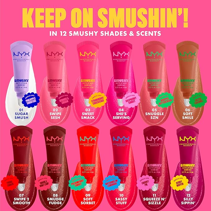 NYX PROFESSIONAL MAKEUP Smushy Matte Lip Balm, Tinted Lip Moisturizer with Soft, Matte Finish - Swipe Sesh (Light Dusty Rose)