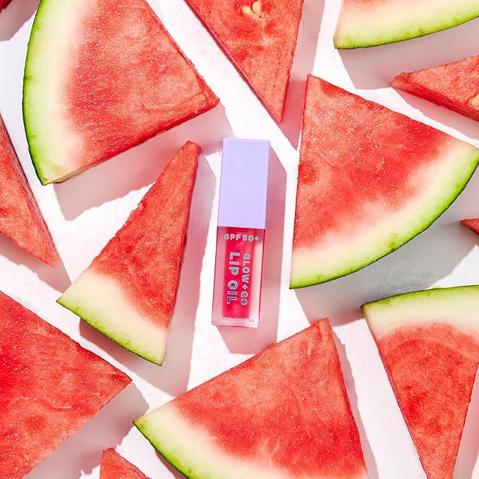 Naked Sundays SPF50 Go & Glow LIP OIL Trio - Hydrating Lightweight Lip Gloss with SPF Protection for Soft & Glossy Lips, Non-Sticky, Vegan (Watermelon