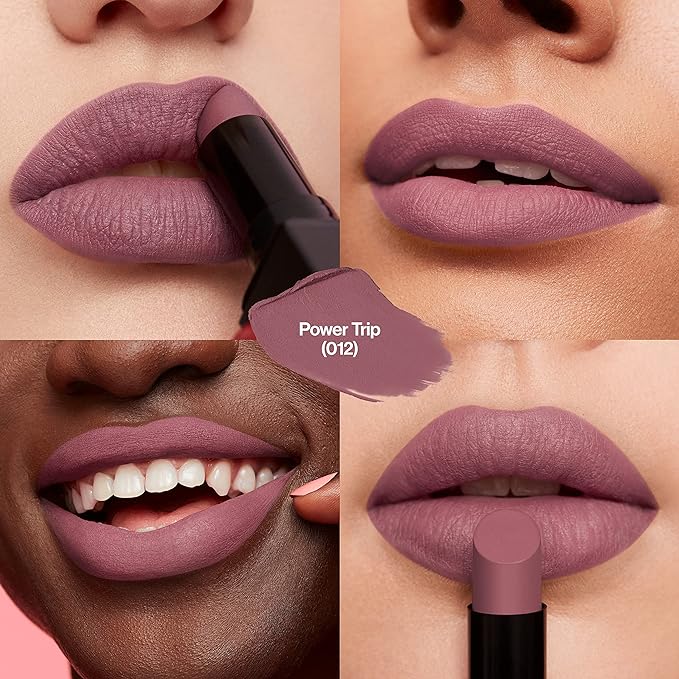 REVLON Lipstick, ColorStay Suede Ink, Built-in Primer, Infused with Vitamin E, Waterproof, Smudge-proof, Matte Color, 012 Power Trip, 0.09 oz.