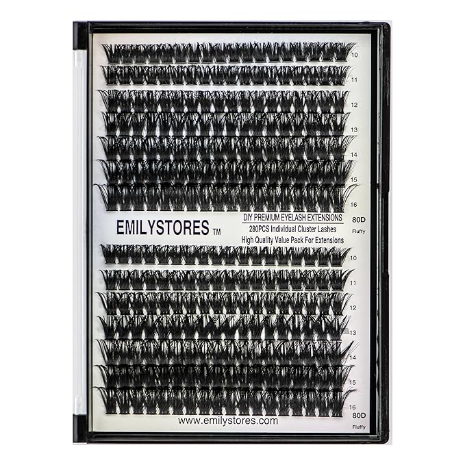 Lashes Extension Kit DIY 280pcs Lash Clusters Eyelash Extension Kit, 10-16mm Mix Sizes 40D 50D Curl Individual Lashes Kit for DIY Eyelashes (40D+50D)