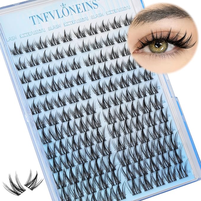 TNFVLONEINS Manga Lash Clusters Wispy Cluster Eyelash Extensions Natural Eyelash Clusters with Spikes Individual Lashes Clusters Fairy Lash Extension Anime Eye Lash Cluster Lashes
