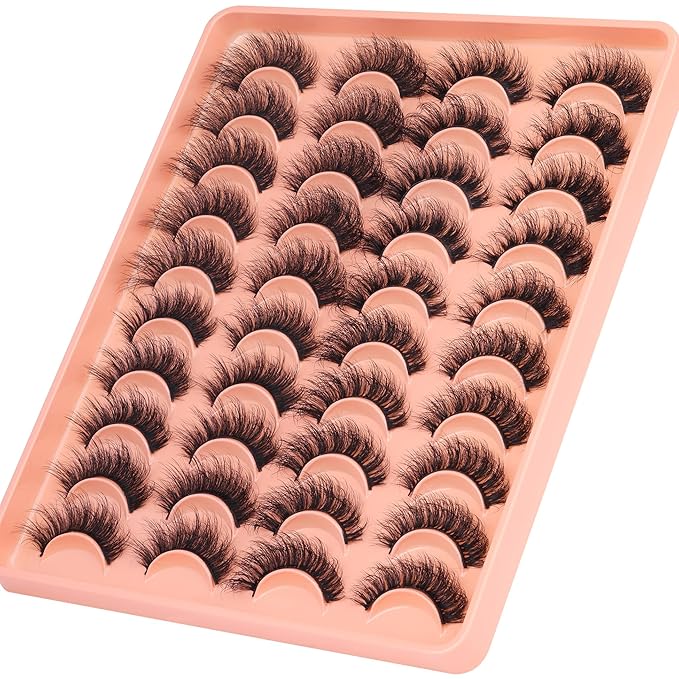 20 Pairs False Eyelashes Natural Look Lashes Mink Fuzzy Fake Eyelashes Wispy Strip False Lashes 4 Styles Mixed Thick Volume Faux Mink Eyelashes ALICROWN