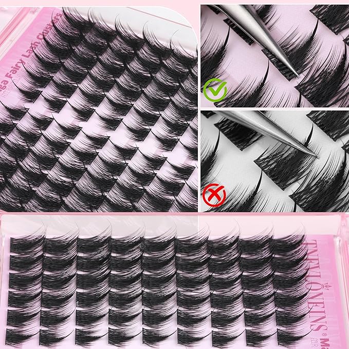 Spikes Lash Clusters Natural Clusters Eyelash Extensions Fairy Eyelash Clusters Wispy Lash Extension Anime Individual Lashes Clusters Matched Length DIY Cluster Lashes for Beginners by TNFVLONEINS
