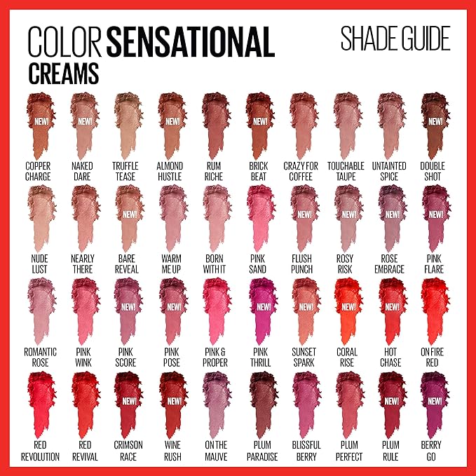 Maybelline Color Sensational Lipstick, Lip Makeup, Cream Finish, Hydrating Lipstick, Pink Sand, Pink ,1 Count