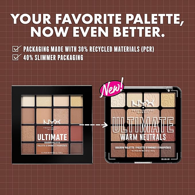 NYX PROFESSIONAL MAKEUP, Ultimate Shadow Palette, Eyeshadow Palette - Warm Neutrals