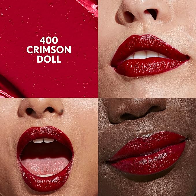 COVERGIRL Clean Lip Color, Crimson Doll, Satin Finish, Squalane, Avocado & Aloe, Carmine-Free, Non-Drying, 0.12oz