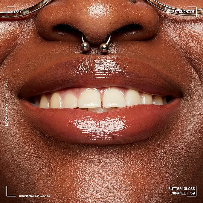 NYX PROFESSIONAL MAKEUP Butter Gloss Brown Sugar, Non-Sticky Lip Gloss - Caramelt (Medium Brown)