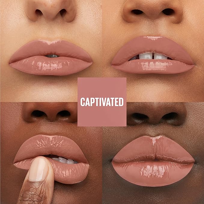 Maybelline Super Stay Vinyl Ink Longwear No-Budge Liquid Lipcolor Makeup, Highly Pigmented Color and Instant Shine, Captivated, Pink Lipstick, 0.14 fl oz, 1 Count