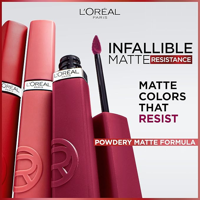L'Oreal Paris Infallible Matte Resistance Liquid Lipstick, up to 16 Hour Wear, Summer Fling 620, 0.16 Fl Oz
