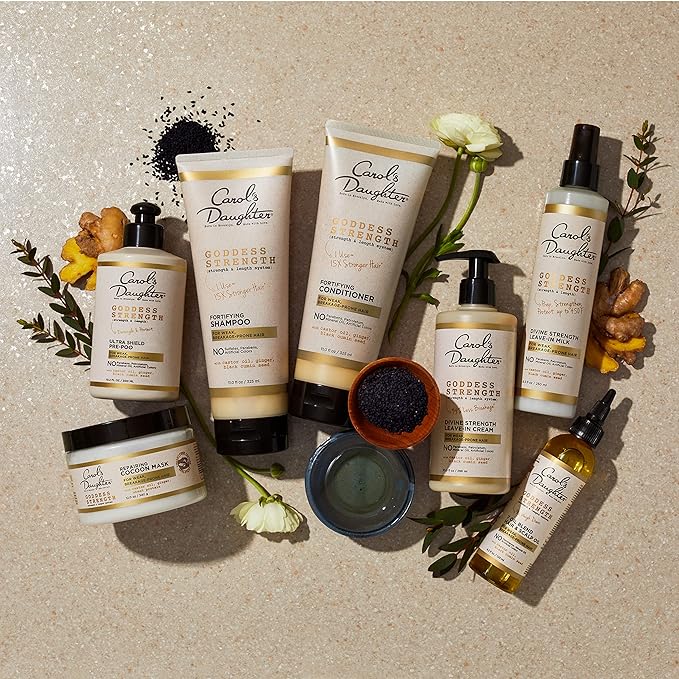 Carol's Daughter Goddess Strong Bundle: Hair Care Kit with Shampoo, Conditioner, Leave-In Treatment and Scalp Oil, 4 Items