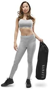 Masaya Namaste Large Yoga Mat Bag - Fits Exercise Mats, Drawstring Carrier for Men Women, Long Breathable Canvas Sling, Deep Front Pocket Zipper, Secret Storage, Adjustable Shoulder Strap