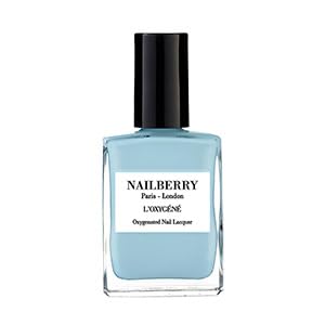Nailberry L'Oxygéné Oxygenated Nail Lacquer | Charleston | Pastel Powder Blue Opaque Polish | UV Protected Long-Wear Nail Polish | 12-Free | Vegan | Certified Halal | Cruelty & Gluten Free | 15 ml