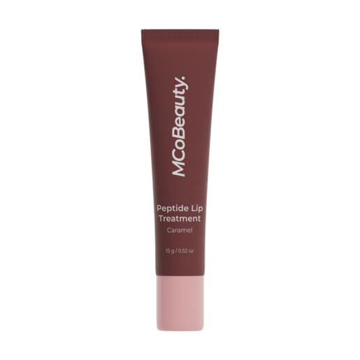 MCoBeauty - Peptide Lip Treatment - Caramel - Nude Brown Shade - High Gloss Peptide Lip Balm & Plumper with Shea Butter - Hydrating Conditioning Lip Glaze for Soft Smooth Lips - Cruelty Free
