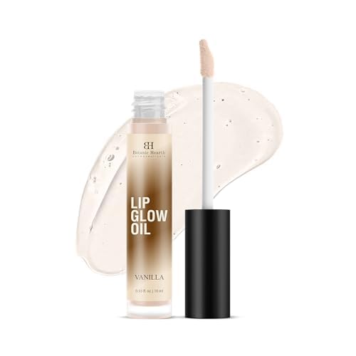 Botanic Hearth Lip Glow Oil With Vanilla Flavor | Moisturizing & Hydrating Lip Gloss Oil For Dry Lips | Transparent Gloss | Lightweight & Non Greasy | 0.2Fl Oz