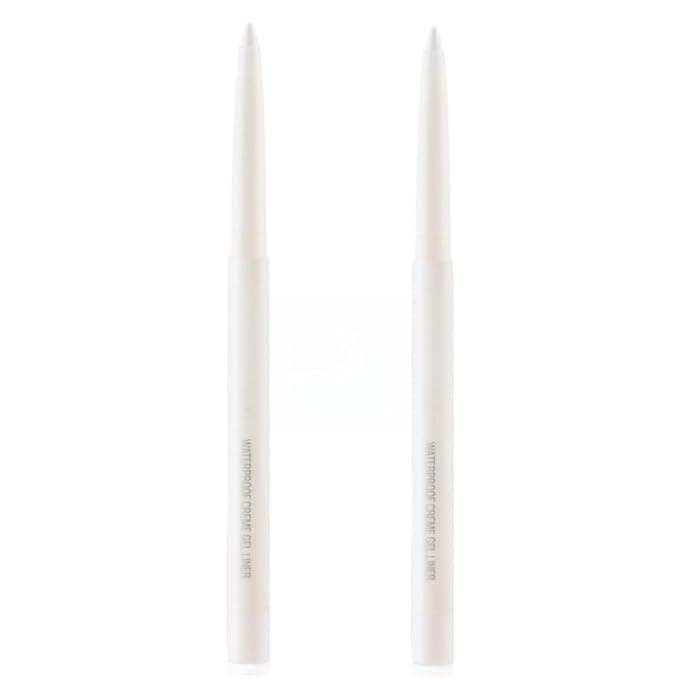 eyeliner pencil retractable eyeliner creamy pigmented smudge proof eye liner pen 2 Pcs White