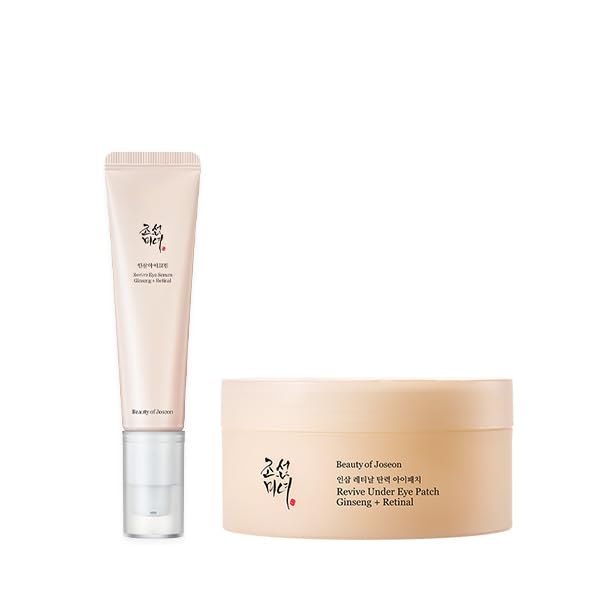 Beauty of Joseon Wrinkle Care Duo Set Revive Eye Serum (30ml / 1 fl oz) & Revive Ginseng Eye Patch (60 Sheets / 30 Pairs) Korean Skincare