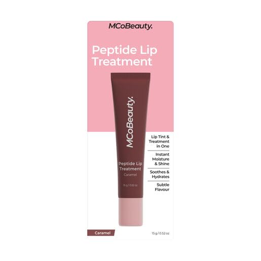 MCoBeauty - Peptide Lip Treatment - Caramel - Nude Brown Shade - High Gloss Peptide Lip Balm & Plumper with Shea Butter - Hydrating Conditioning Lip Glaze for Soft Smooth Lips - Cruelty Free