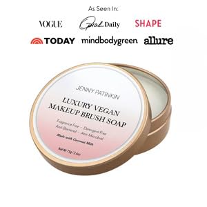Jenny Patinkin Makeup Brush Cleaner Soap, Luxury Vegan Makeup Brush Soap, For All Brush Types – Synthetic & Natural Solid Cleansing, Professional Brush Cleaning Solution, Cruelty-Free