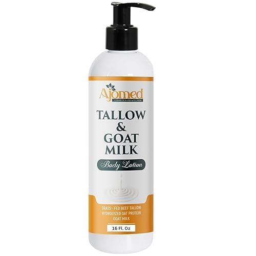 Tallow & Goat Milk Body Lotion, dry, Sensitive Skin, moisturizier Lotion - tallow for skin cream, Soothes Dry skin, Goat Milk face and body Moisturizer - Handmade lotion (12oz SANDALWOOD VANILLA)