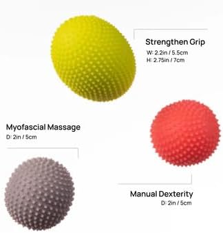 NABOSO Hand Activation Kit - 3 Neural Enhancement Therapy Balls with Patented Sensory Texture - Hand Strength, Recovery & Circulation Boost - Professional Grade Hand Therapy Tools